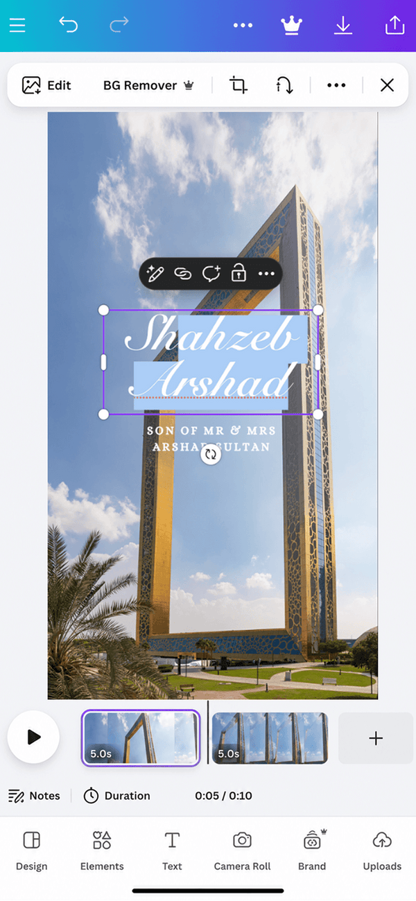 Editable 3D Video Template