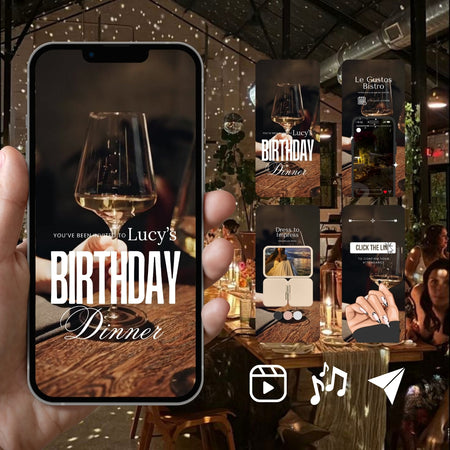 Customizable Adult Birthday Video Template: Clear Glass, E-Invite (Digital Download) Simply Edit, Sleek Minimalist