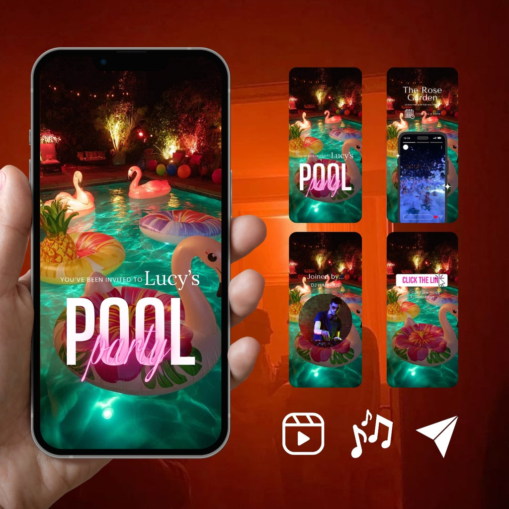 Customizable Party Video Template: Pool, E-Invite (Digital Download) Simply Edit, Make Splash