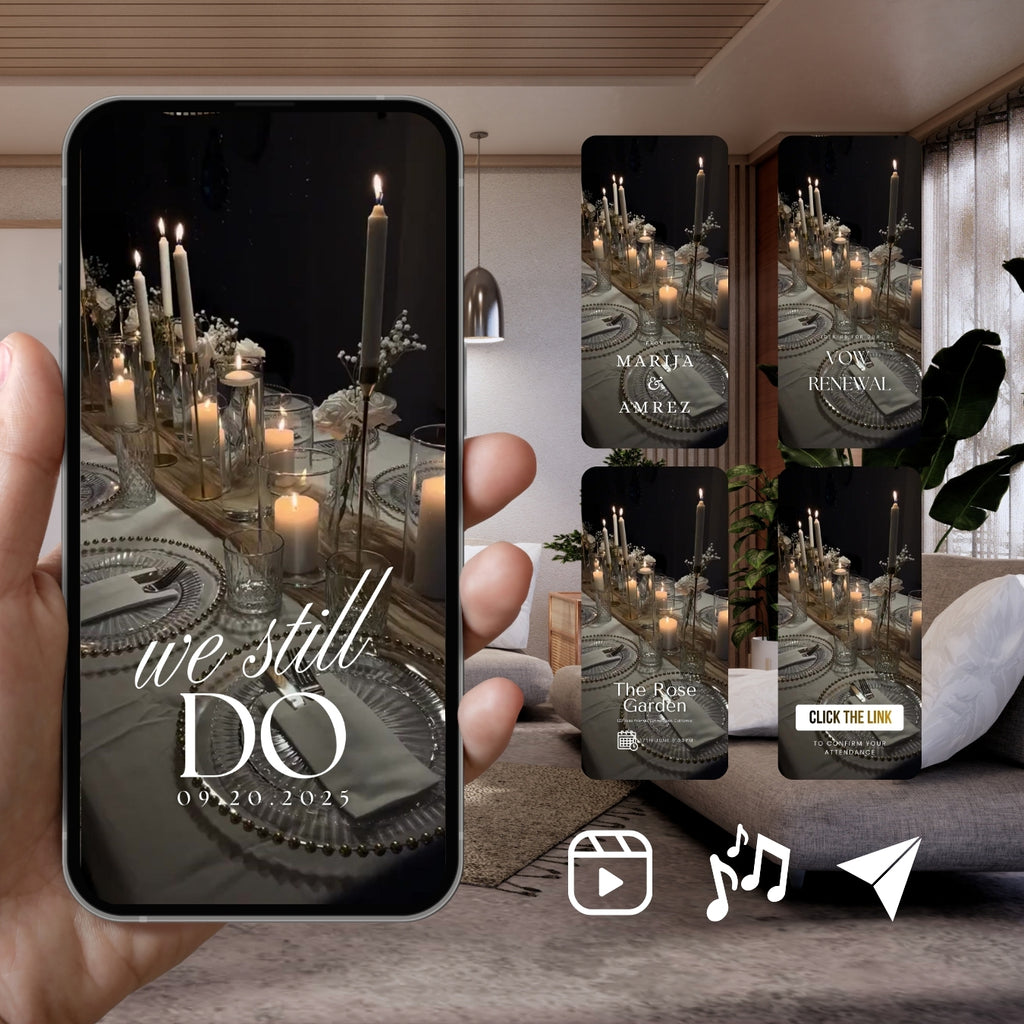 Customizable Vow Renewal Video Template: Dinner, E-Invite (Digital Download) Simply Edit, Excite Family