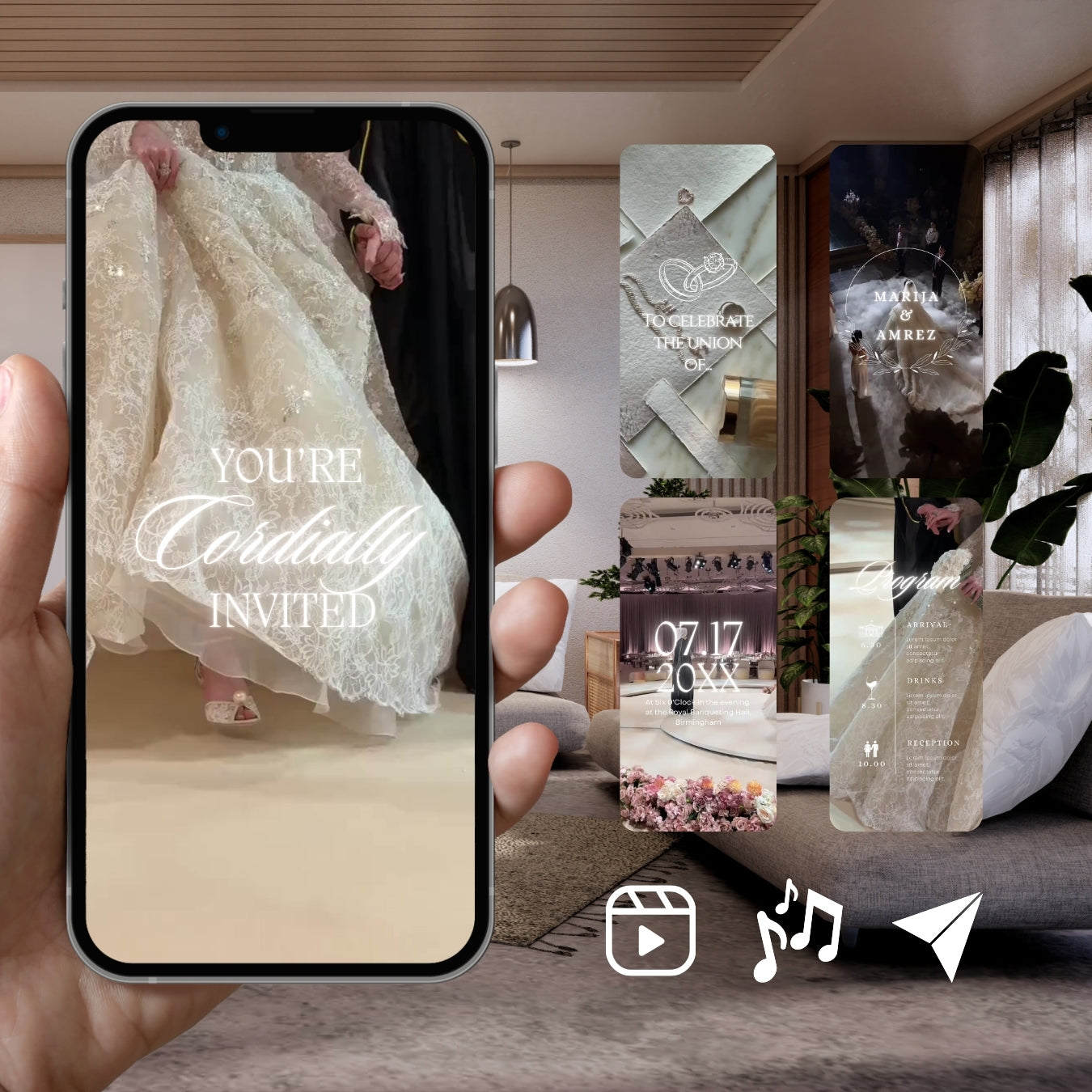 Customizable Arab Wedding Invitation Video Template: Fancy, E-Invite (Digital Download) Simply Edit, Impress Family