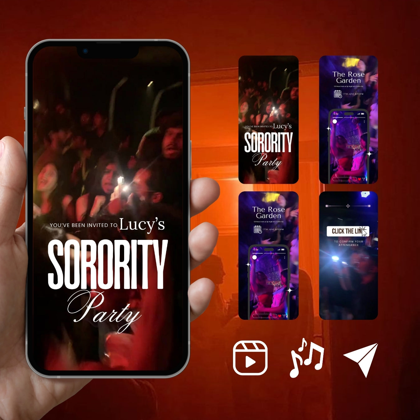 Customizable Party Video Template: Frat House, E-Invite (Digital Download) Simply Edit, Weekend Hype