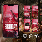 Customizable Adult Birthday Video Template: Wine Roses, E-Invite (Digital Download) Simply Edit, Pure Luxury