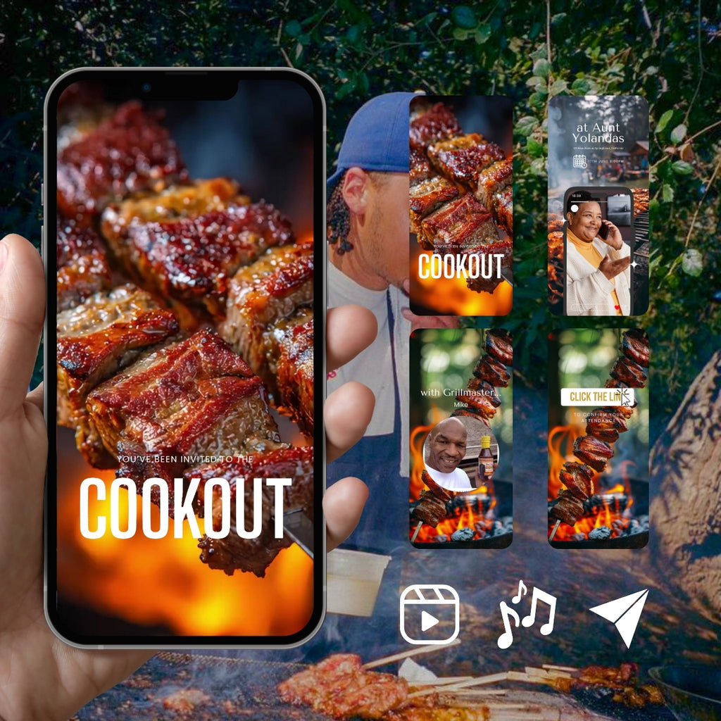 Customizable Cookout Video Template: Skewer, E-Invite (Digital Download) Simply Edit, Foodie Hype