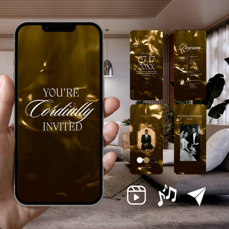 Customizable Anniversary Invitation Video Template: Gold, E-Invite (Digital Download) Simply Edit, Impress Family