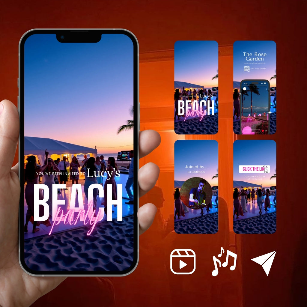 Customizable Party Video Template: Beach, E-Invite (Digital Download) Simply Edit, Summer Hype