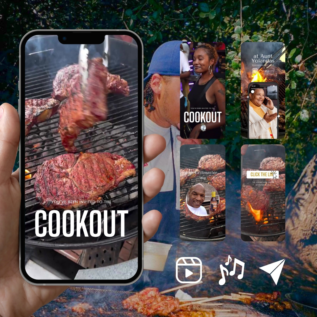 Customizable Cookout Video Template: Sizzle, E-Invite (Digital Download) Simply Edit, Sizzle Summer