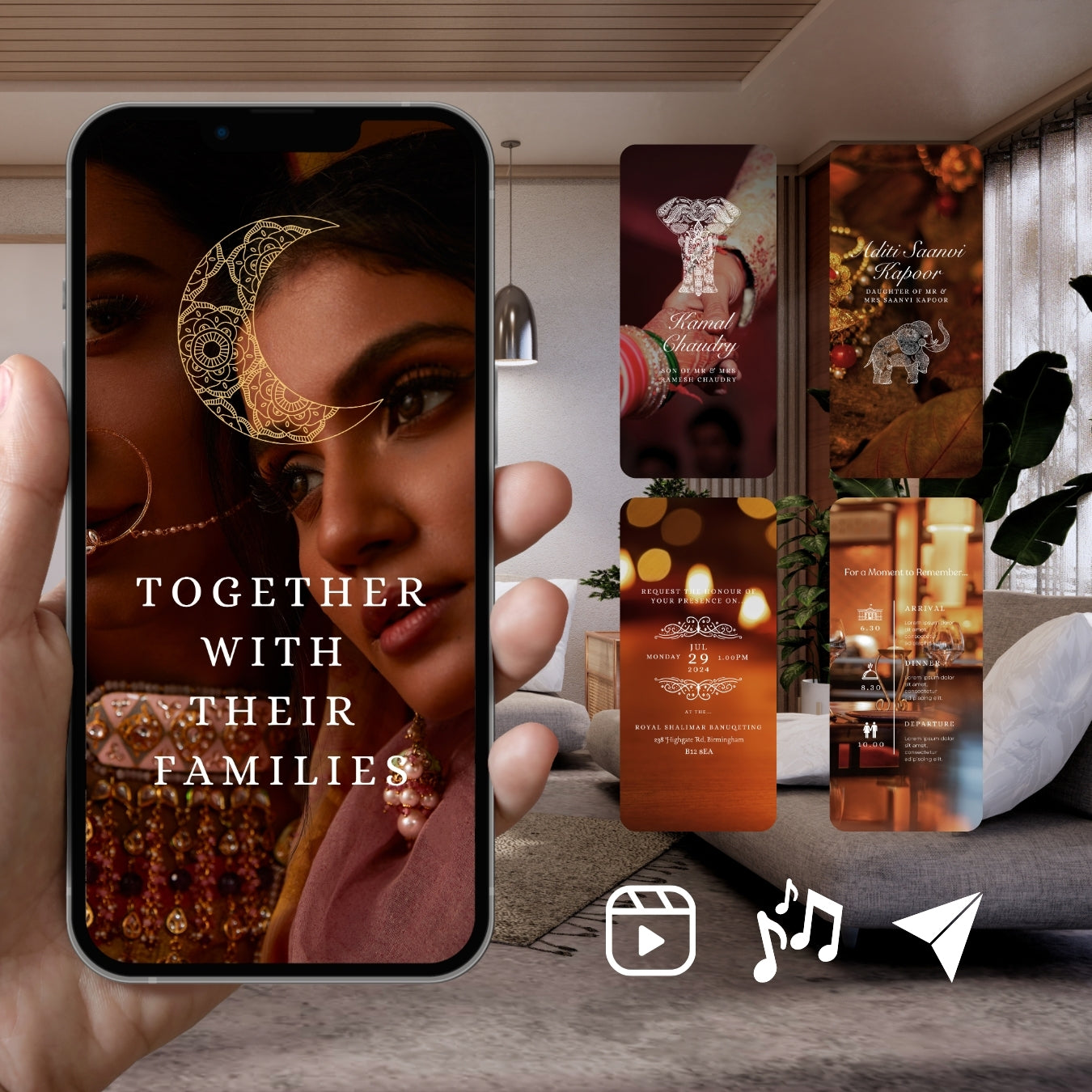 Customisable Indian Wedding Invitation Video Template: Traditional Red, E-Invite (Digital Download) Simply Edit, Impress Family
