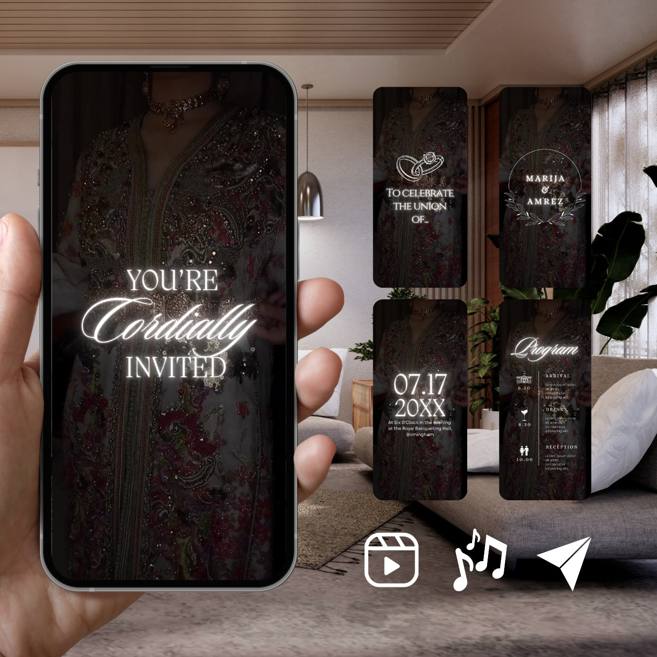 Customizable Arab Wedding Invitation Video Template: North African, E-Invite (Digital Download) Simply Edit, Impress Family