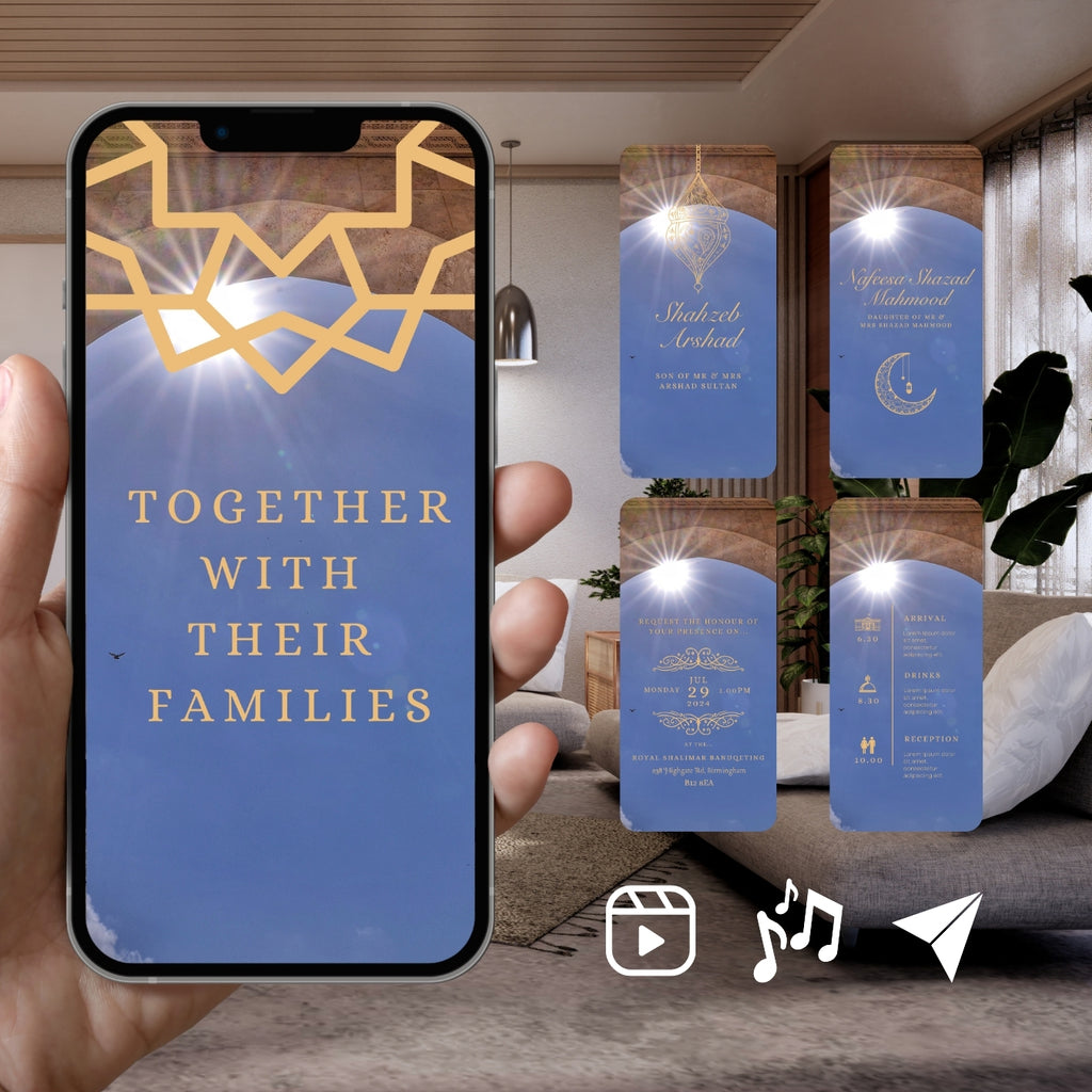 Customizable Arab Wedding Invitation Video: Bright Sky (Digital e-Invite) Simply Edit, Impress Family