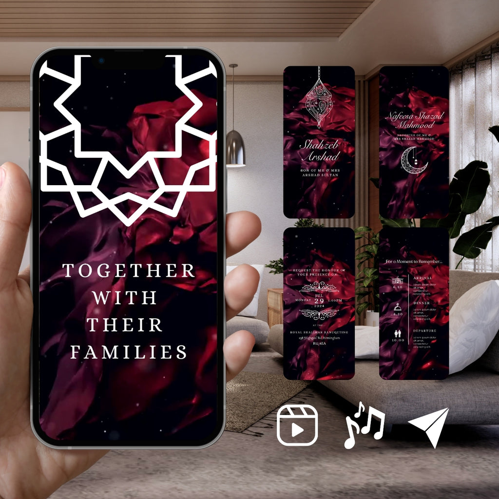 Customisable Islamic Wedding Invitation Video Template: Purple Sparkles, E-Invite (Digital Download) Simply Edit, Impress Family