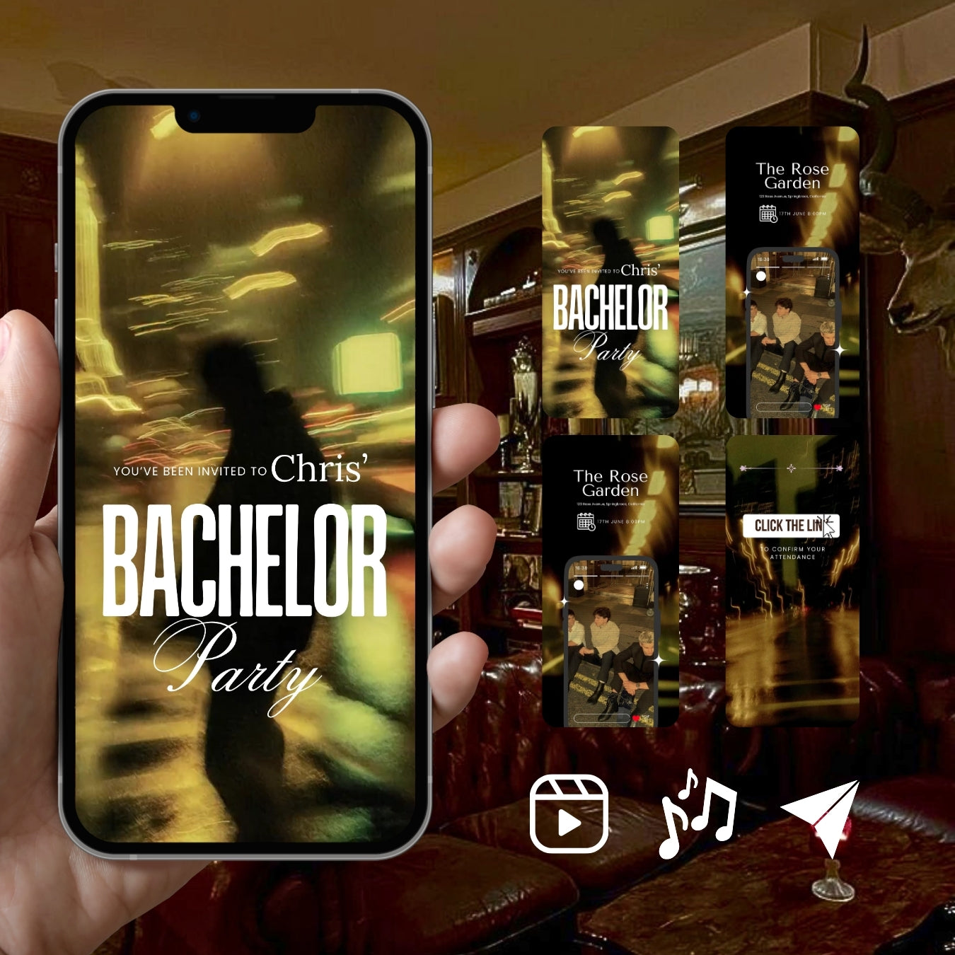 Customizable Bachelor Party Video Template: Lads Night, E-Invite (Digital Download) Simply Edit, Assemble Crew