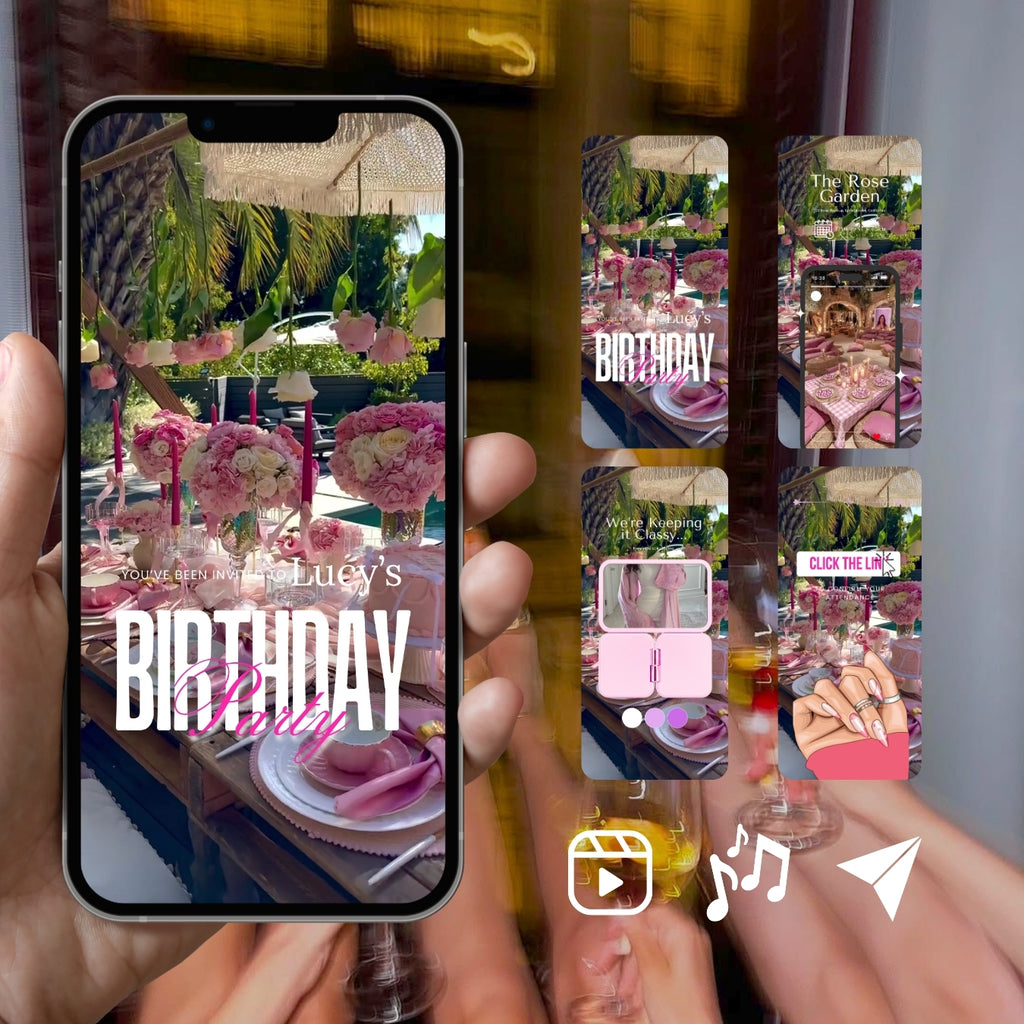 Customizable Girls Party Video Template: Outdoor, E-Invite (Digital Download) Simply Edit, Aesthetic Vibes