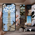 Smartphone displaying Customizable Arab Wedding Invitation Video: Holy Lands (Digital e-Invite) Simply Edit
