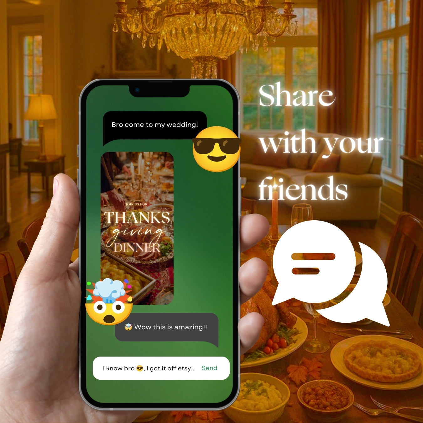 Customizable Thanksgiving Video Template: Feast, E-Invite (Digital Download) Simply Edit, Gather Family