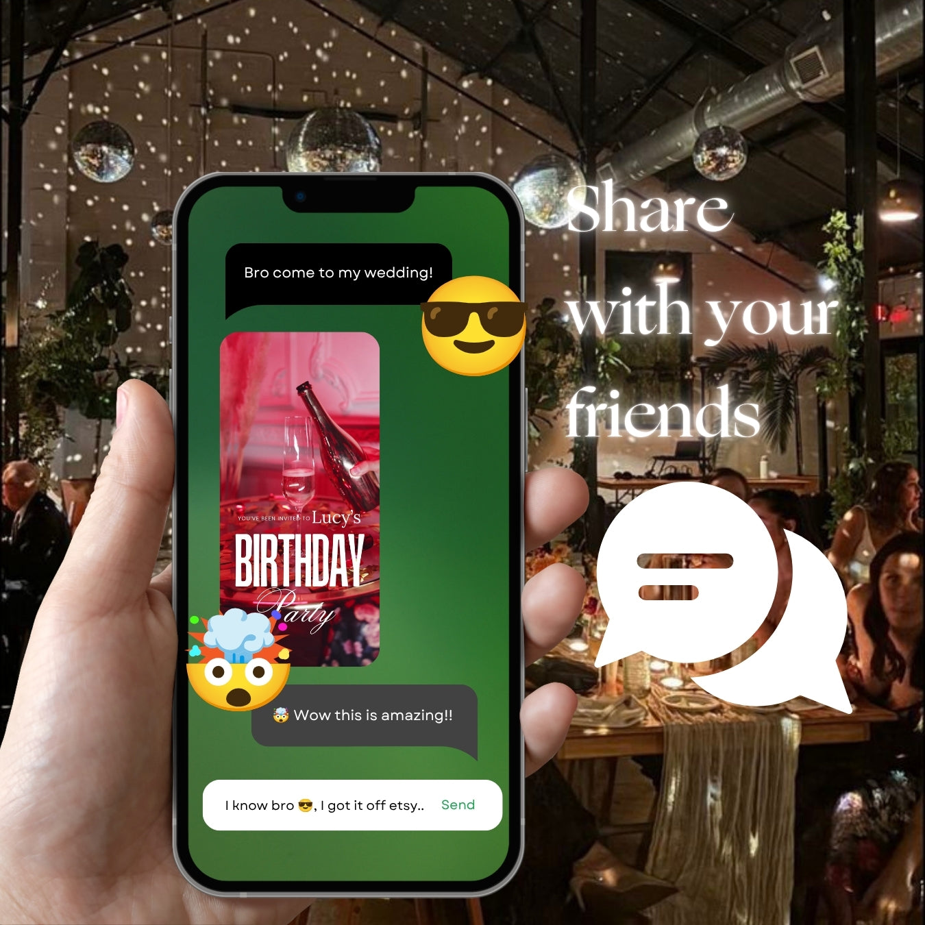 Customizable Adult Birthday Video Template: Wine Roses, E-Invite (Digital Download) Simply Edit, Pure Luxury