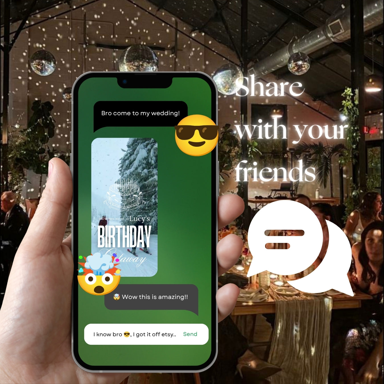 Customizable Adult Birthday Video Template: Winter Getaway, E-Invite (Digital Download) Simply Edit, Build Hype
