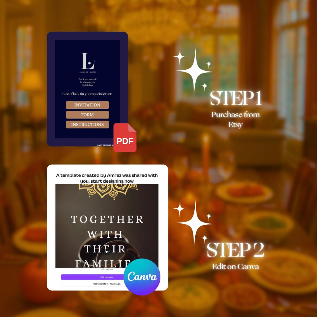 Customizable Thanksgiving Video Template: Feast, E-Invite (Digital Download) Simply Edit, Gather Family
