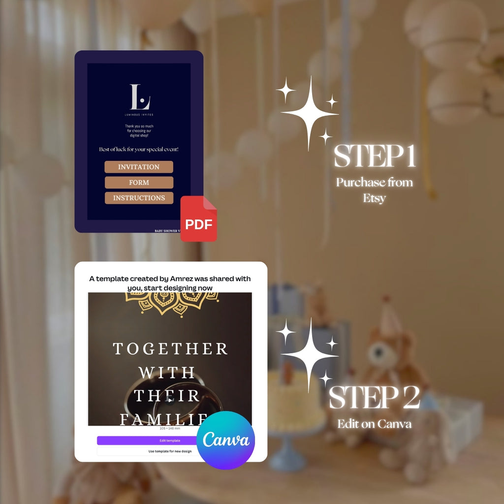 Customizable Baby Shower Video Template: Blue Teapot, E-Invite (Digital Download) Simply Edit, Sweet Charm