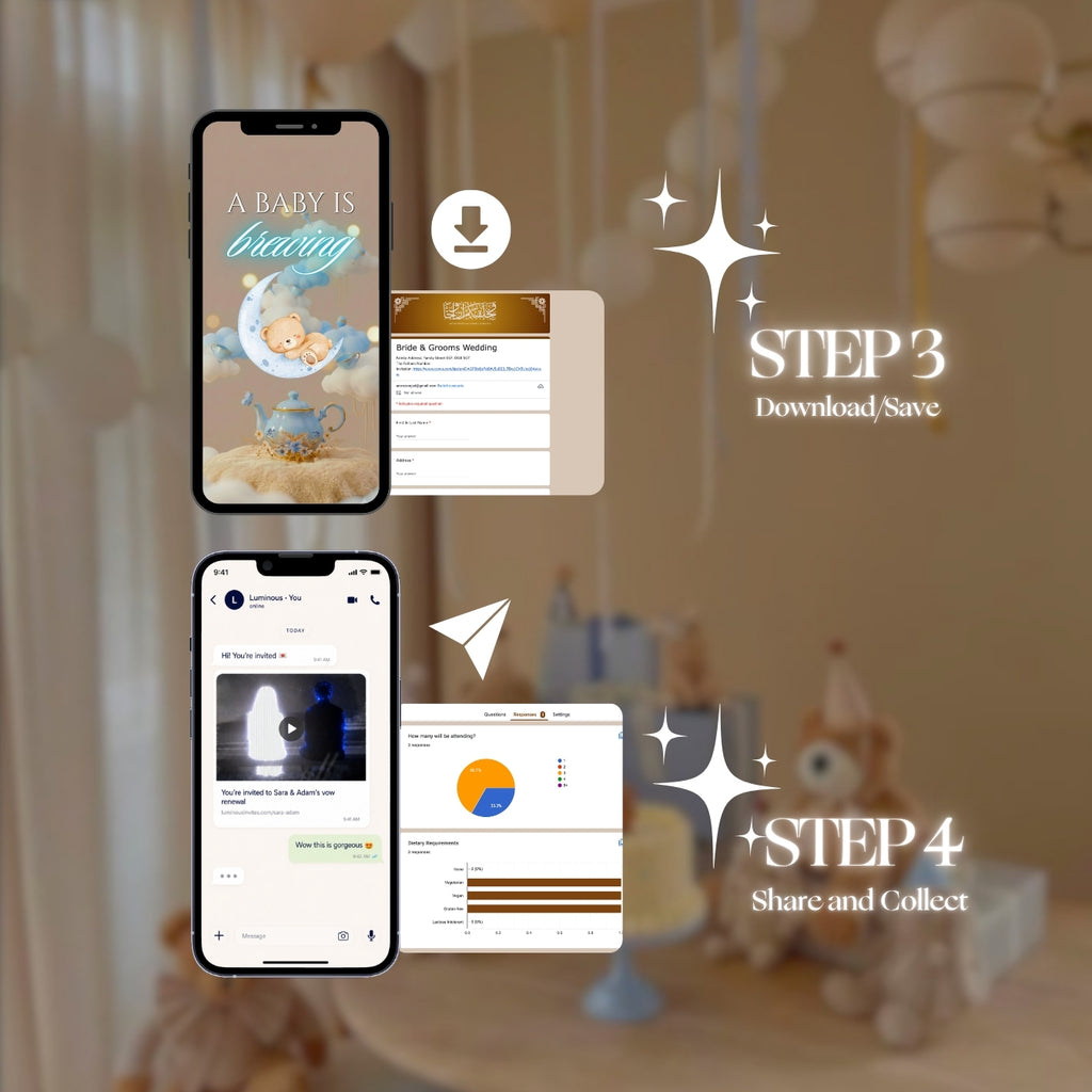 Customizable Baby Shower Video Template: Blue Teapot, E-Invite (Digital Download) Simply Edit, Sweet Charm