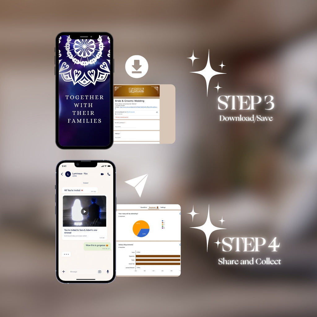 App steps for Customisable Indian Wedding Invitation Video Template: Blue & White