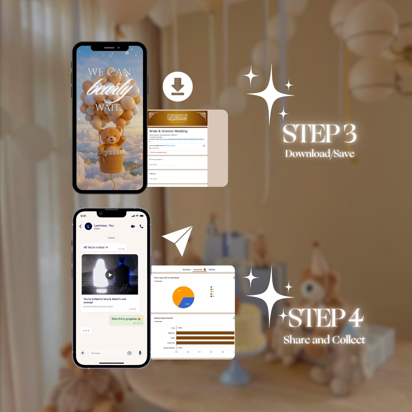 Customizable Baby Shower Video Template: Bear Basket, E-Invite (Digital Download) Simply Edit, Pure Sweetness