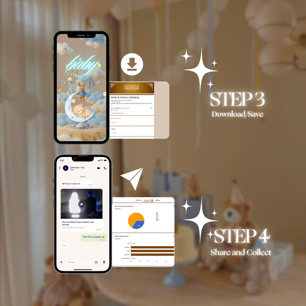 Customizable Baby Shower Video Template: Blue Line, E-Invite (Digital Download) Simply Edit, Sleek Minimalist