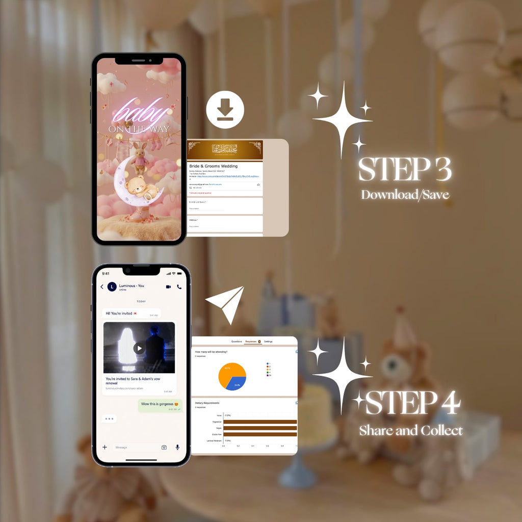 Customizable Baby Shower Video Template: Pink Line, E-Invite (Digital Download) Simply Edit, Sleek Minimalist