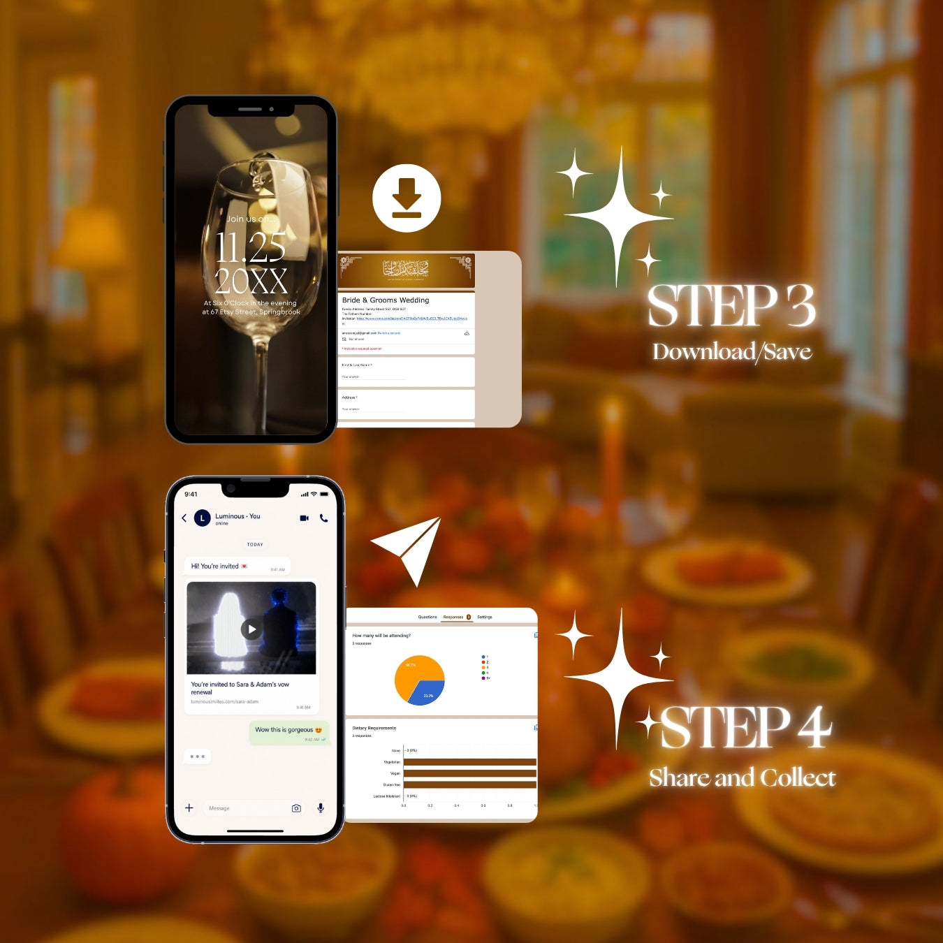 Customizable Thanksgiving Video Template: Golden, E-Invite (Digital Download) Simply Edit, Autumn Elegance