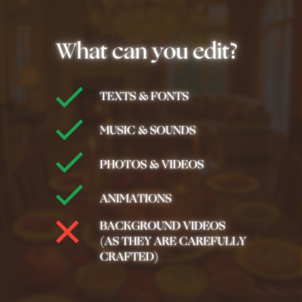 Customizable Thanksgiving Video Template: Feast, E-Invite (Digital Download) Simply Edit, Gather Family