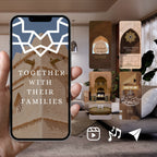 Smartphone displaying Customizable Arab Wedding Invitation Video: Ancient Masjid (Digital e-Invite) Simply Edit