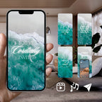 Smartphone displaying Customizable Western Wedding Invitation Video Template: Beach