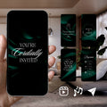 Smartphone displaying Customizable Western Wedding Invitation Video: Green & White