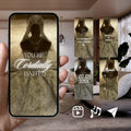 Smartphone displaying Customizable Western Wedding Invitation Video Template: Silver Dress