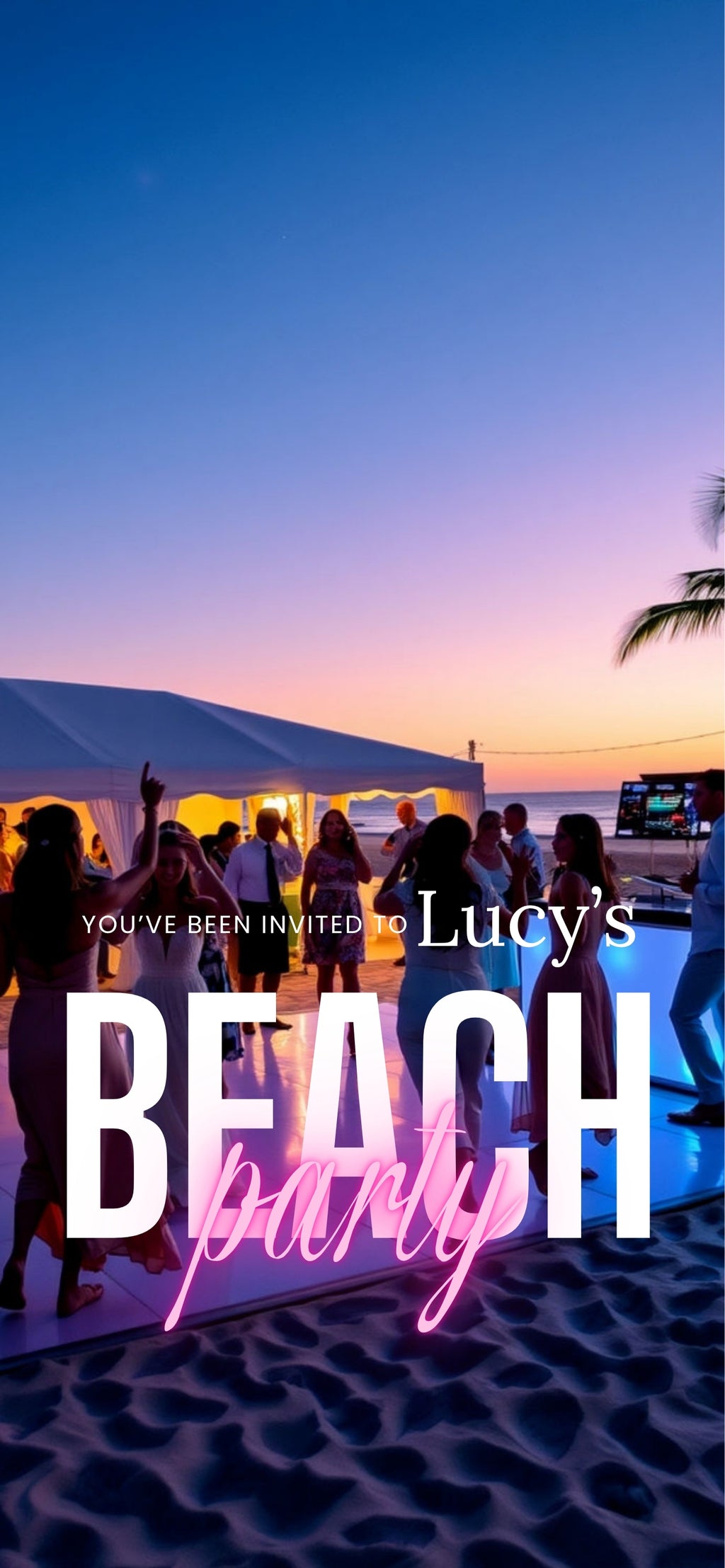 Customizable Party Video Template: Beach, E-Invite (Digital Download) Simply Edit, Summer Hype