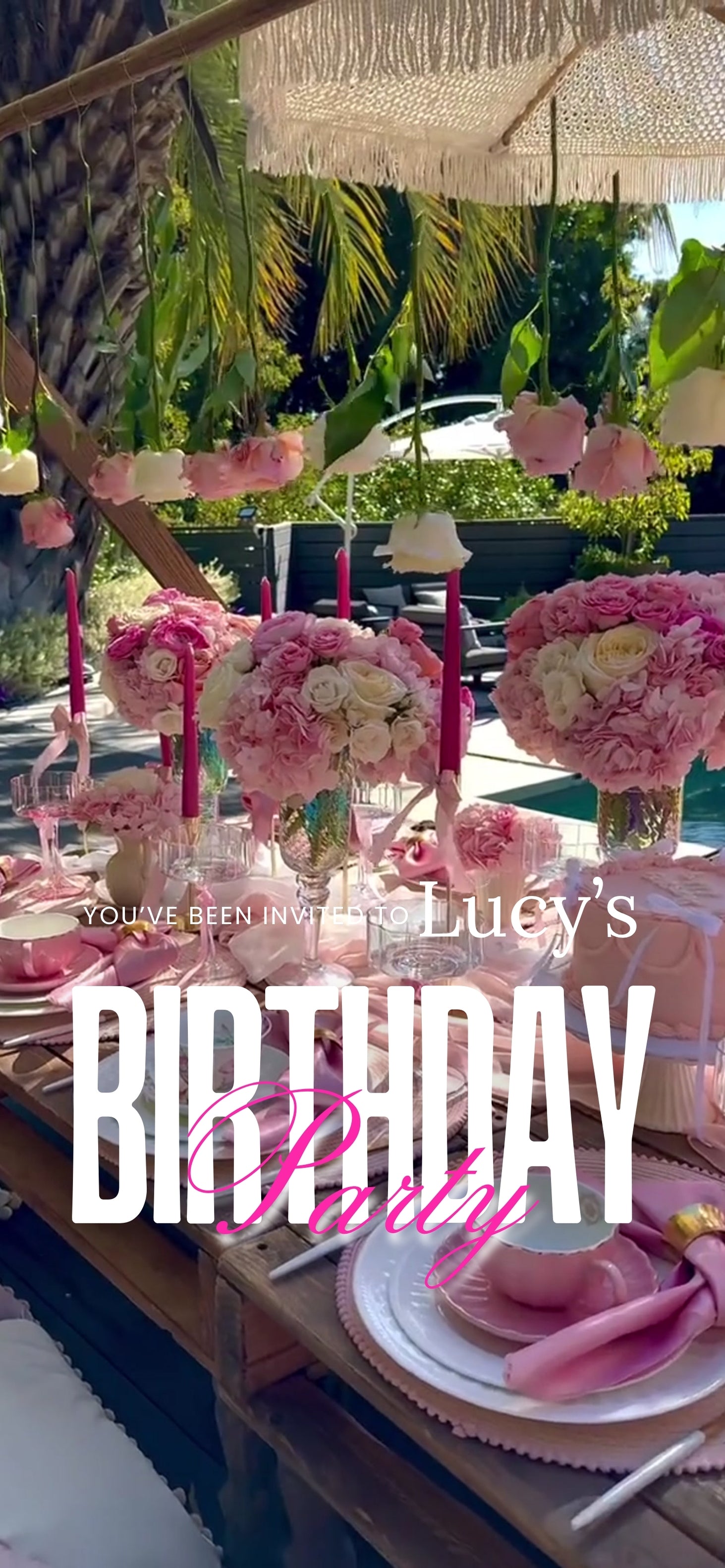 Customizable Girls Party Video Template: Outdoor, E-Invite (Digital Download) Simply Edit, Aesthetic Vibes