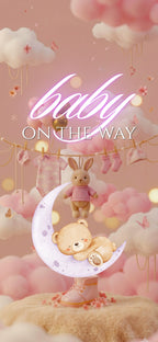 Customizable Baby Shower Video Template: Pink Line, E-Invite (Digital Download) Simply Edit, Sleek Minimalist