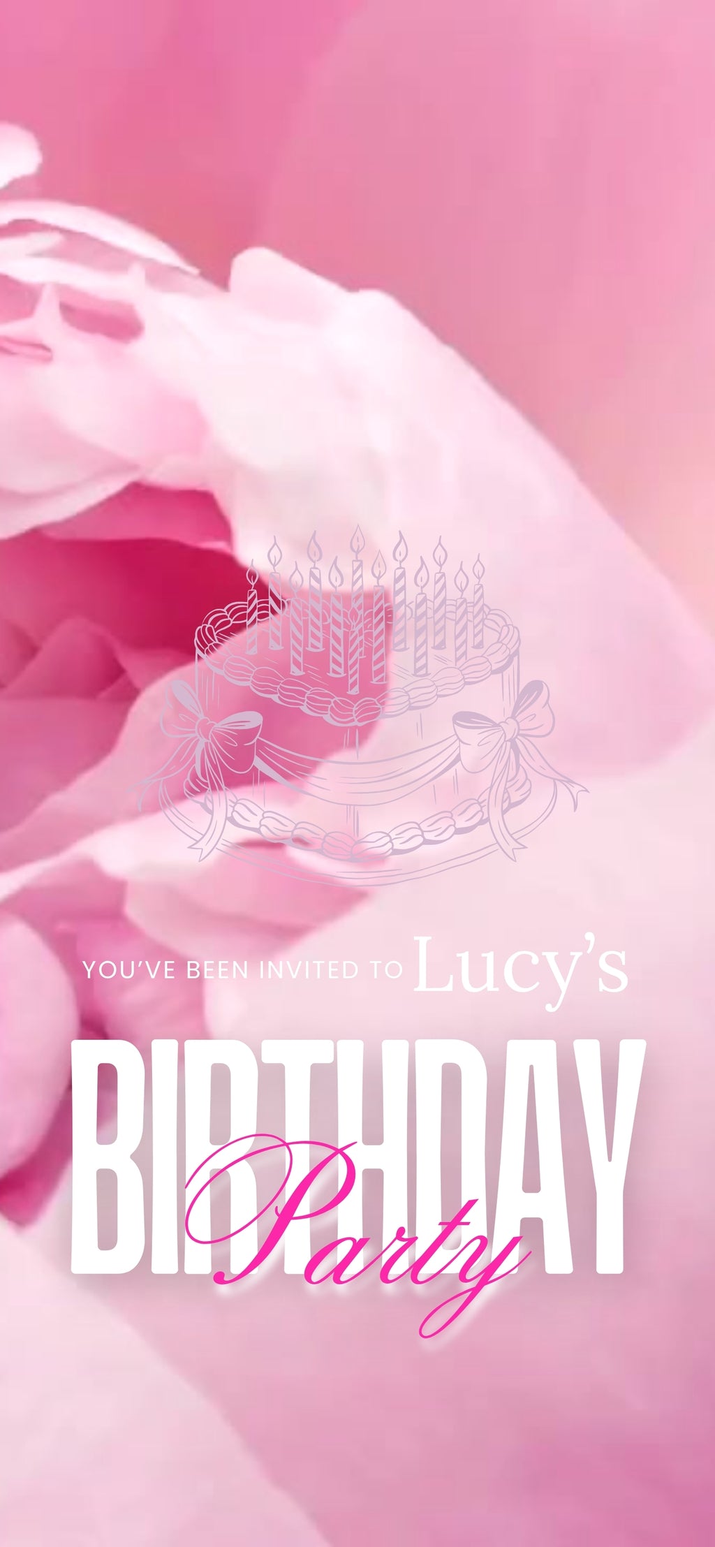 Customizable Adult Birthday Video Template: Pink Rosey, E-Invite (Digital Download) Simply Edit, Turn Heads