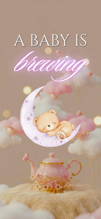 Customizable Baby Shower Video Template: Pink Teapot, E-Invite (Digital Download) Simply Edit, Sweet Charm