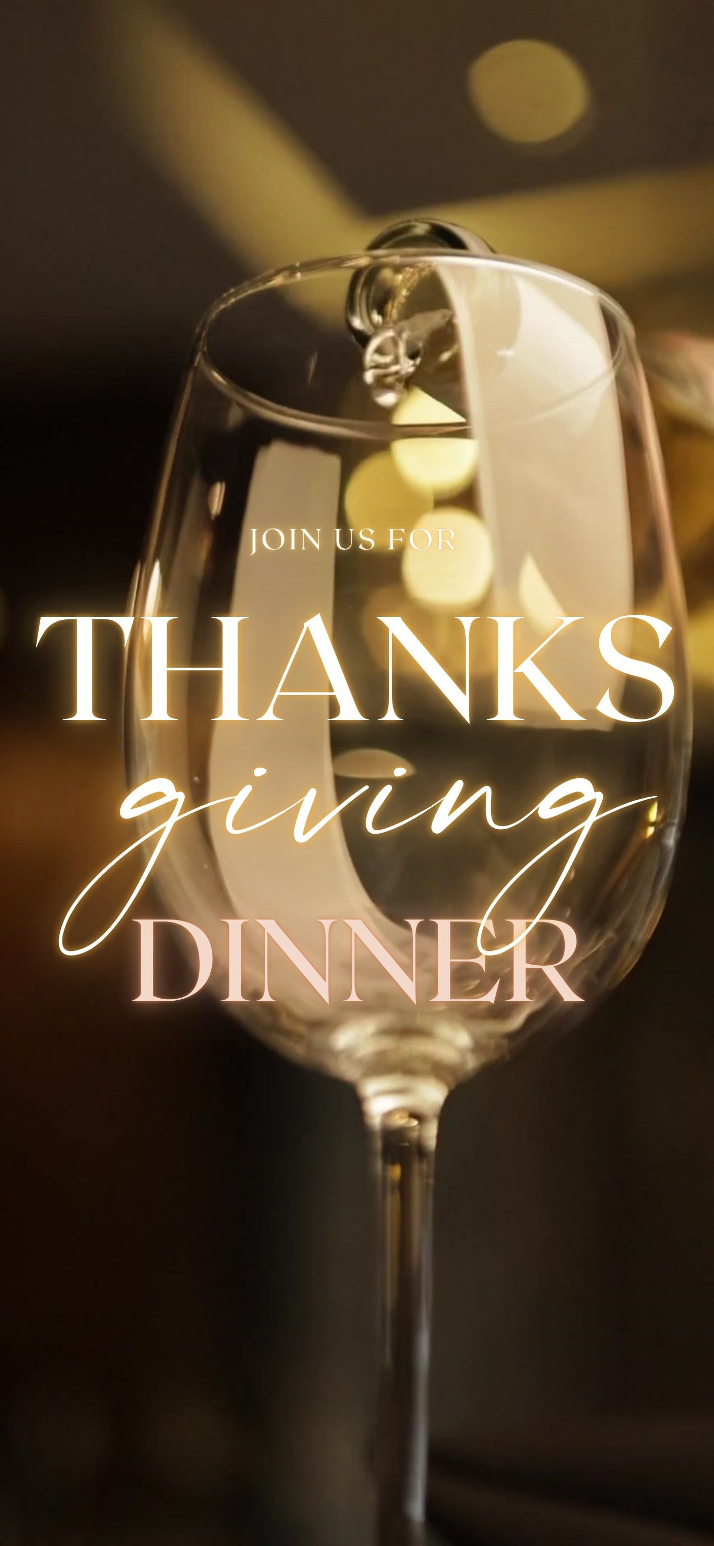 Customizable Thanksgiving Video Template: Wineglass, E-Invite (Digital Download) Simply Edit, Warm Vibes