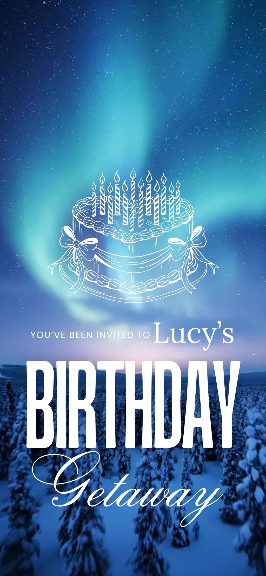 Customizable Adult Birthday Video Template: Northern Lights, E-Invite (Digital Download) Simply Edit, Mystical Vibes