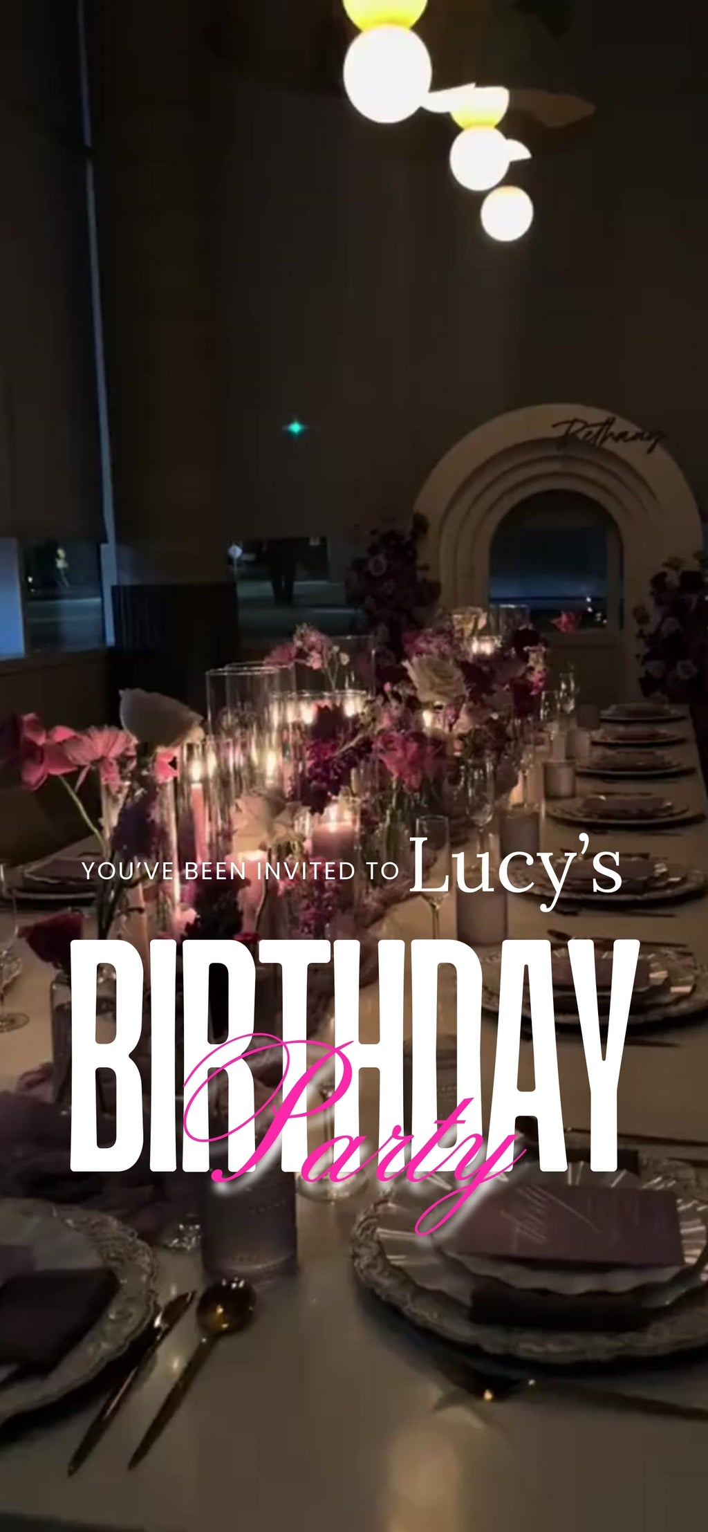 Customizable Girls Party Video Template: Dinner, E-Invite (Digital Download) Simply Edit, Pure Elegance