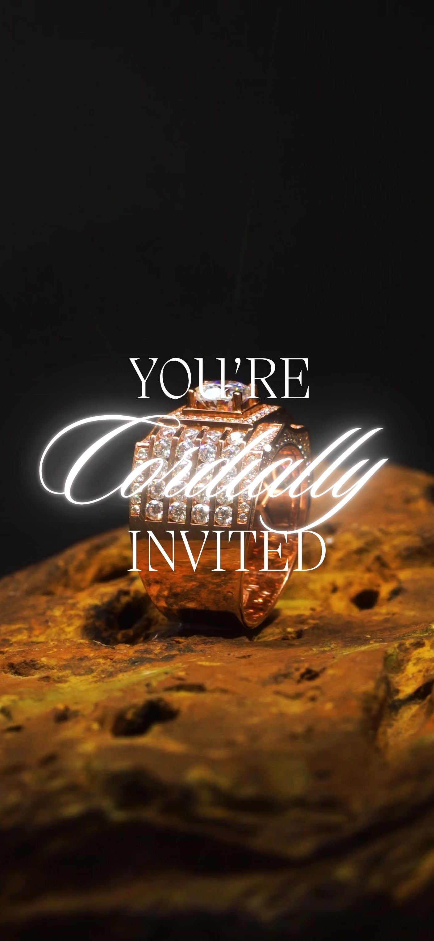 Customizable Western Wedding Invitation Video Template: Gold Ring, E-Invite (Digital Download) Simply Edit, Celebrate Love
