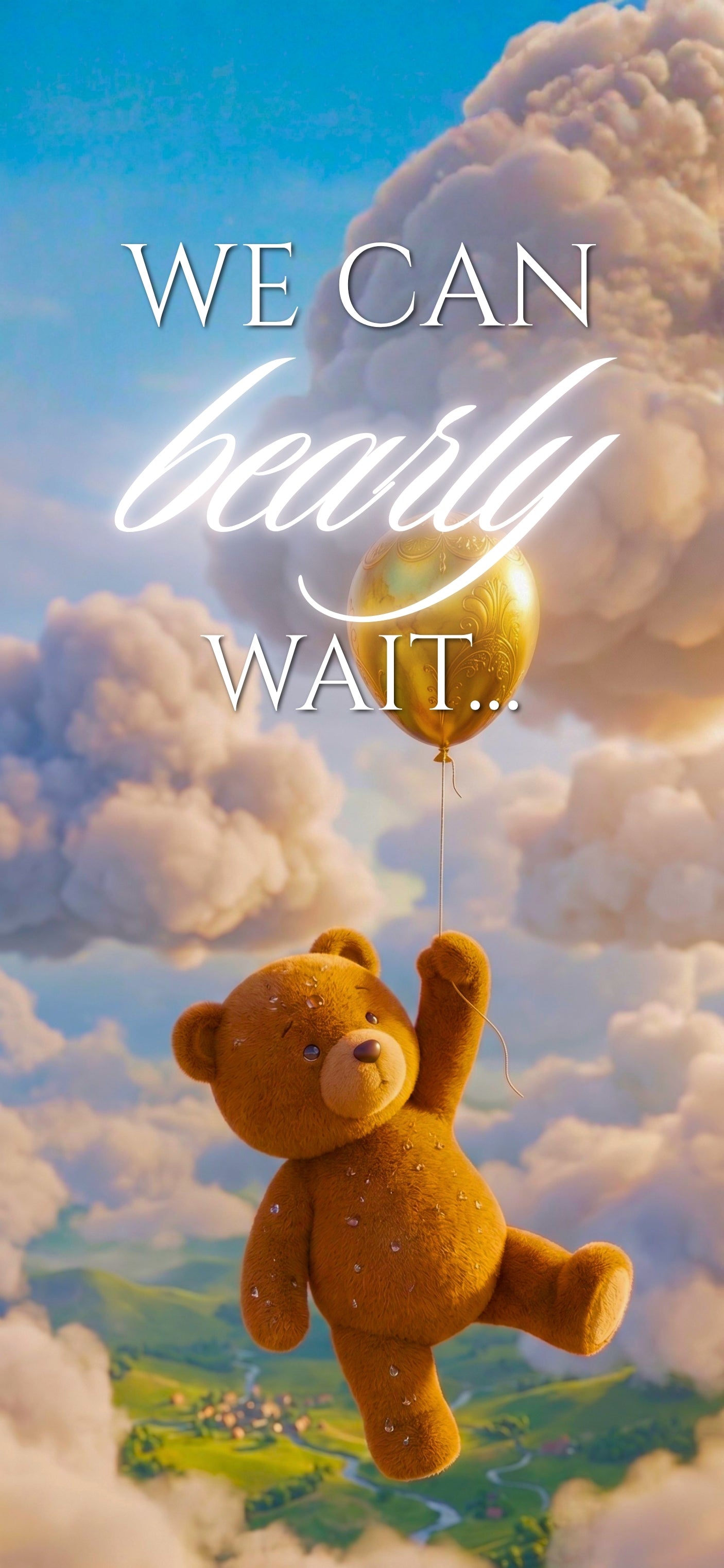 Customizable Baby Shower Video Template: Bear Balloon, E-Invite (Digital Download) Simply Edit, Pure Sweetness